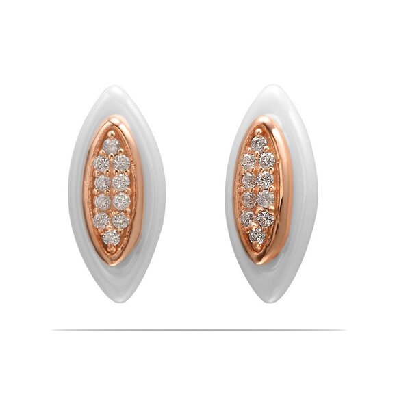Marquis Shape Sterling Silver and Ceramic Studs - Picture 2 of 4